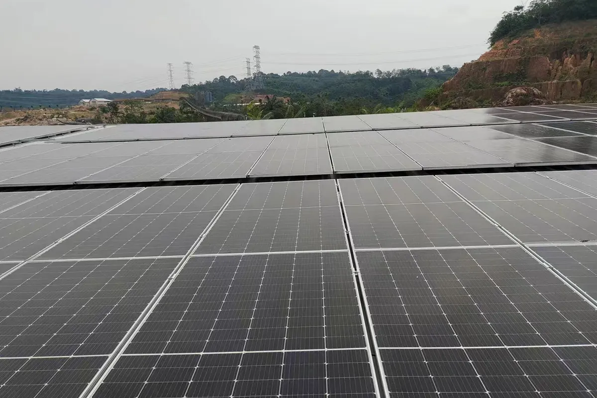 Solar panels under a cloudy sky in Malaysia