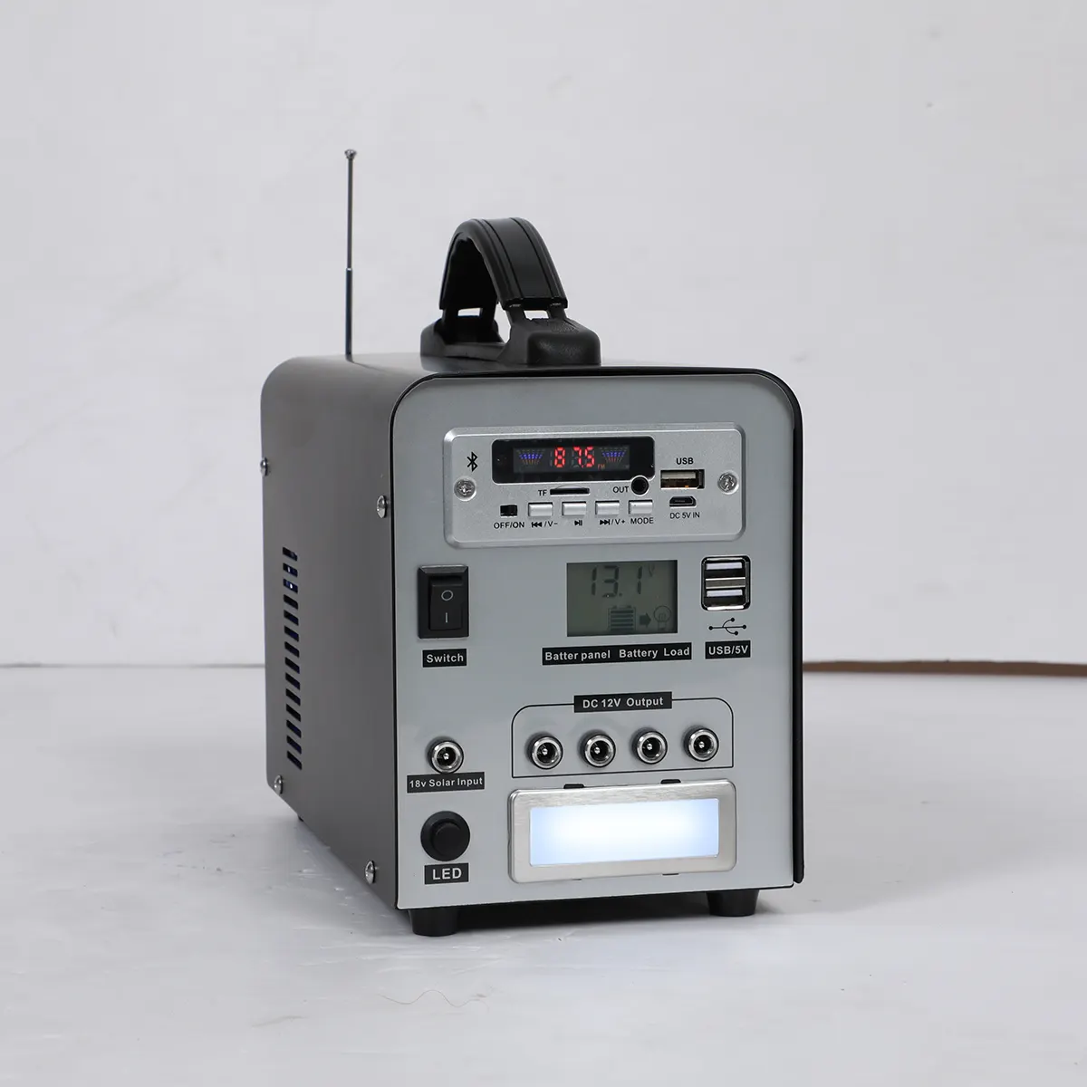 Front view of the 0362B40-01 40W portable solar power station showing control panel and ports