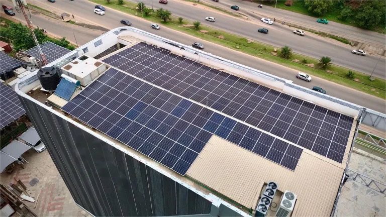 Solar PV array completed for clean energy supply to a 430kWh battery energy storage system provided by GODE in Nigeria
