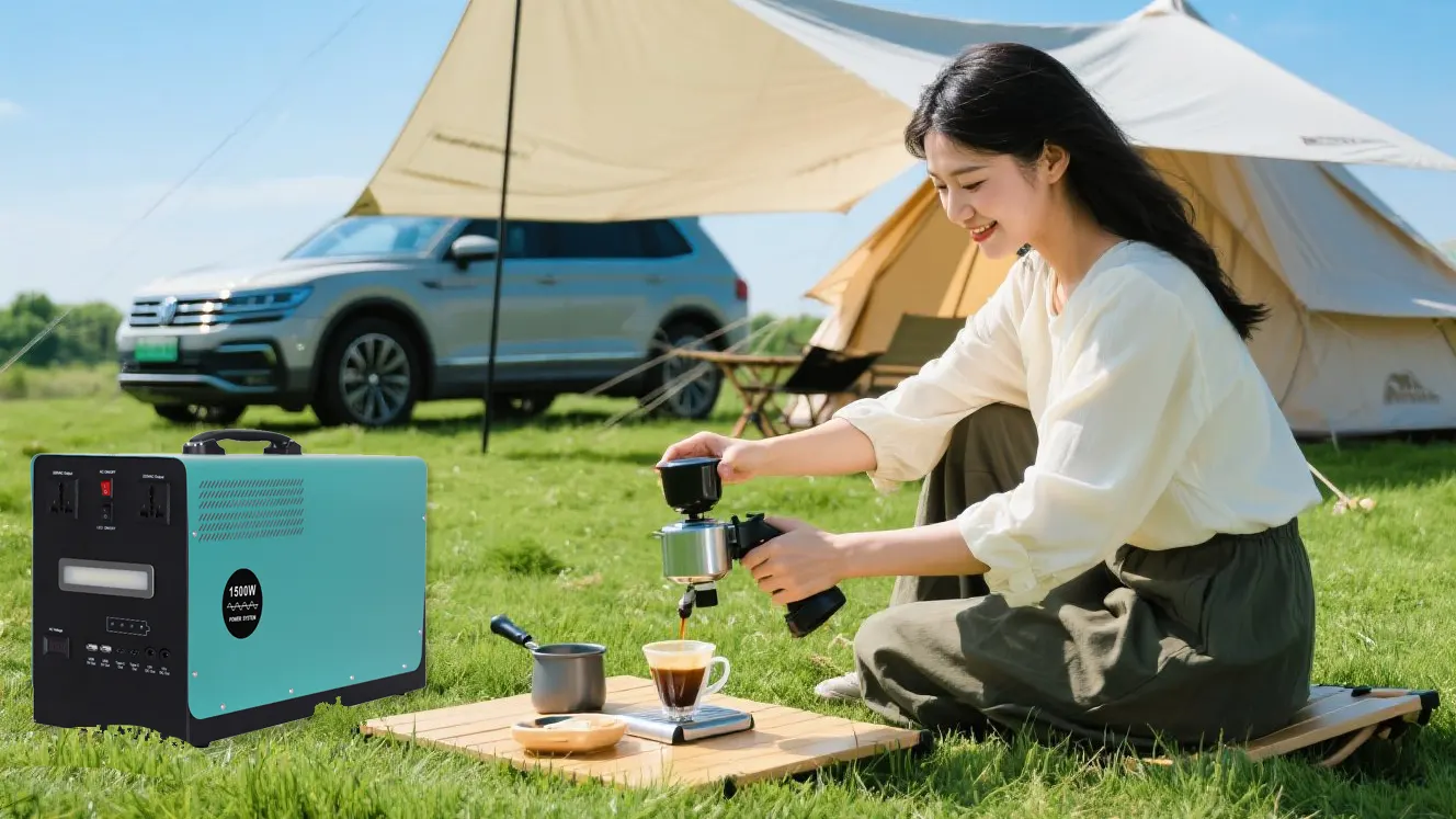 Using a Portable Power Station to Brew Coffee While Camping Outdoors