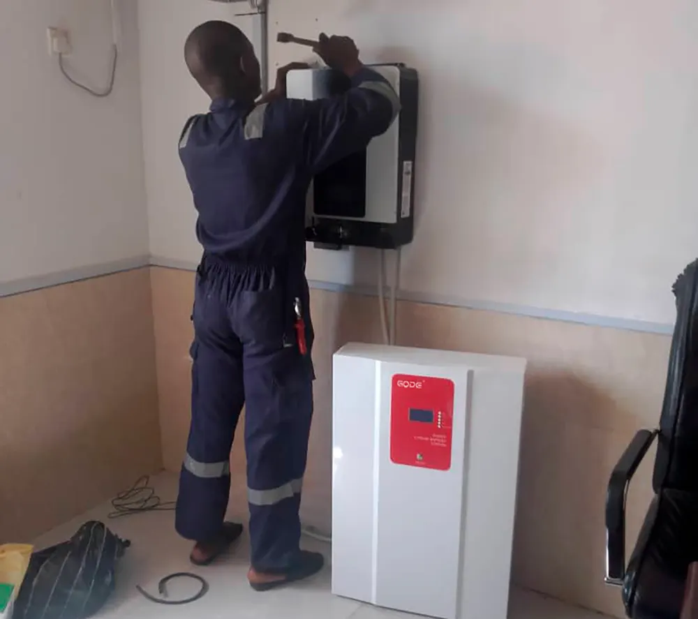 Engineer Installing Inverter in Nakuru Solar Power Project