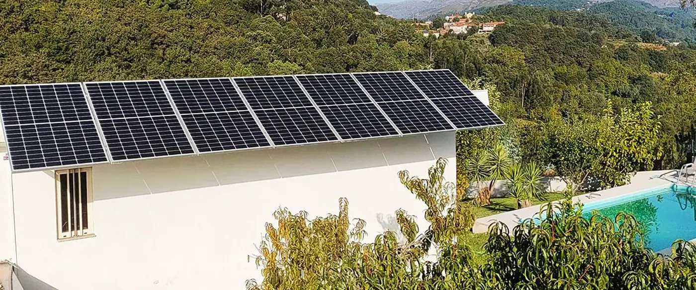 ST-M-300W monocrystalline solar panel mounted on a residential rooftop, providing efficient and reliable solar energy for homes