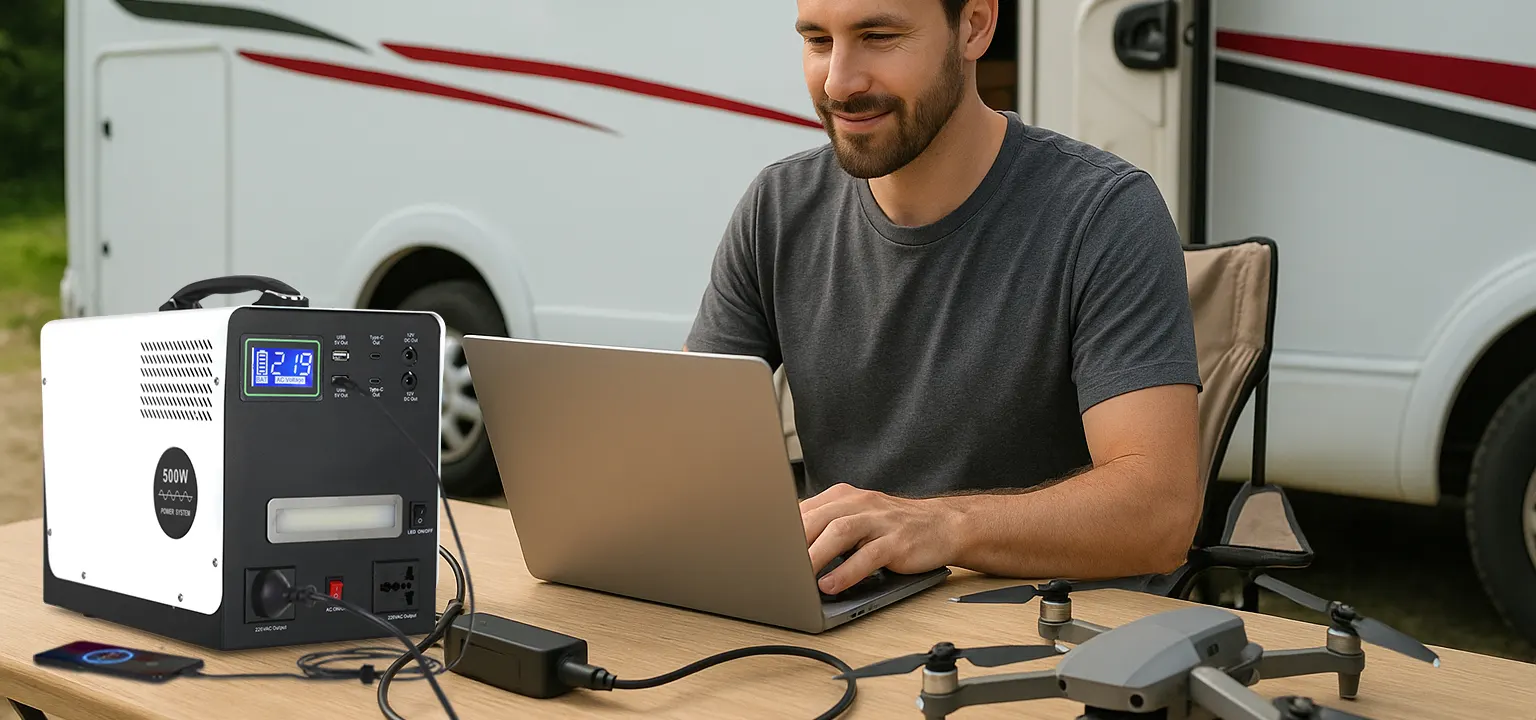DQ1208 portable power station powers your Remote work setup