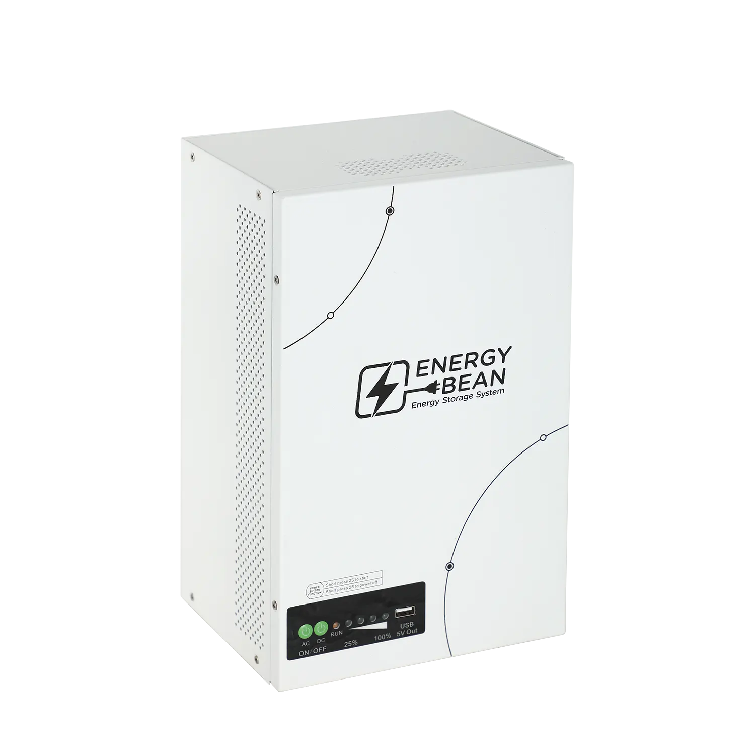 Front-left perspective of eBean300 portable solar generator