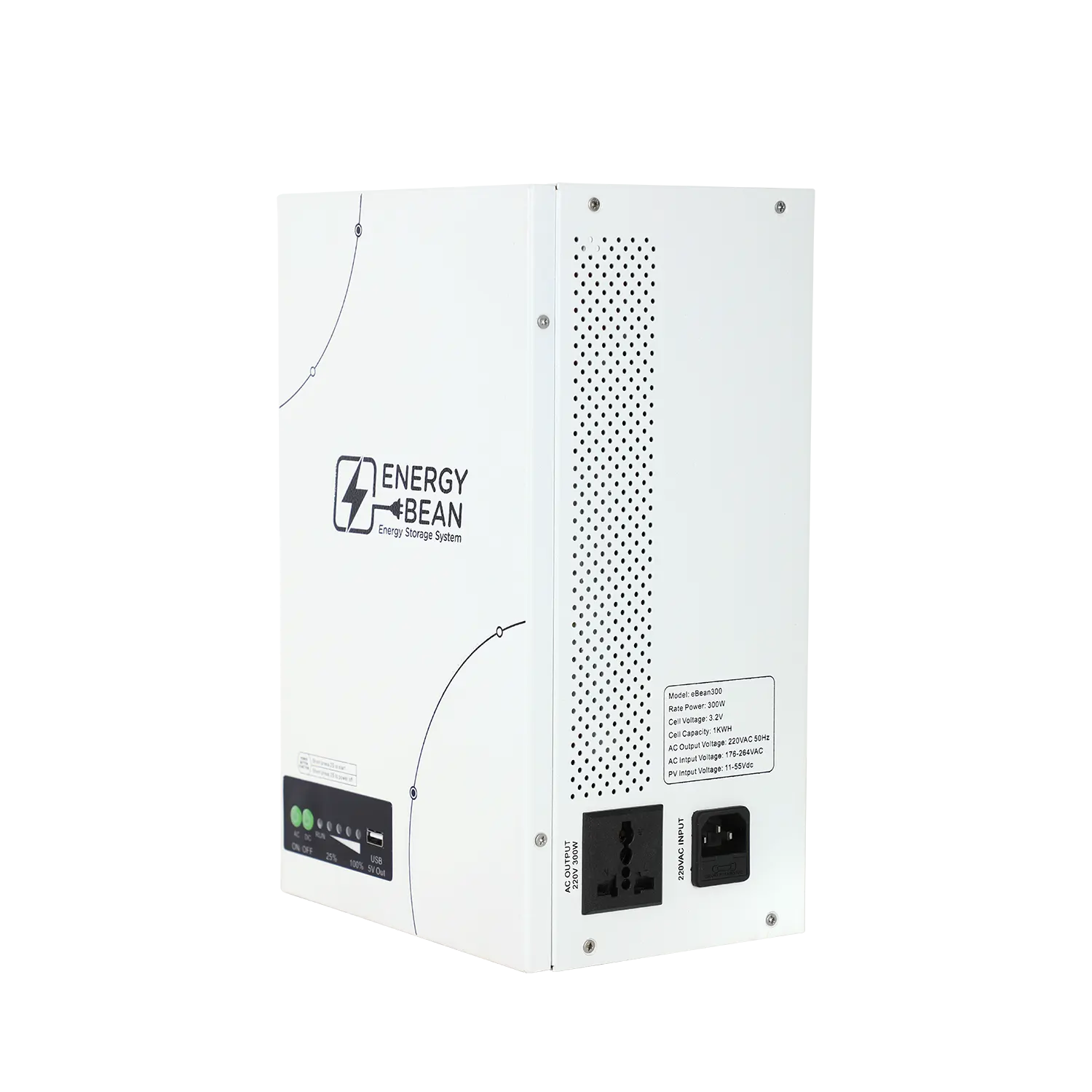 Front-right view of eBean300 300W LiFePO4 portable power station