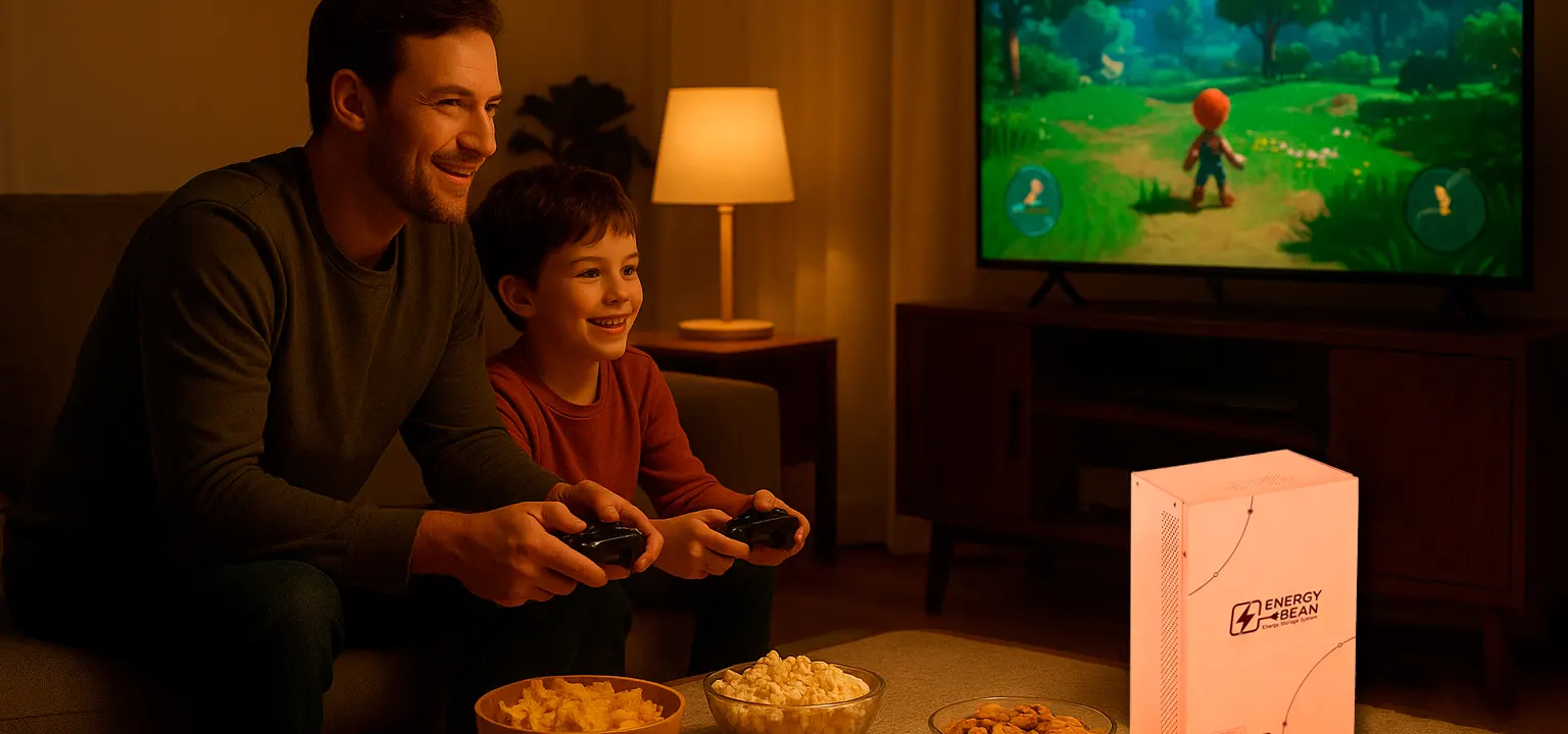 eBean300 acts as a home backup to power TV and lighting