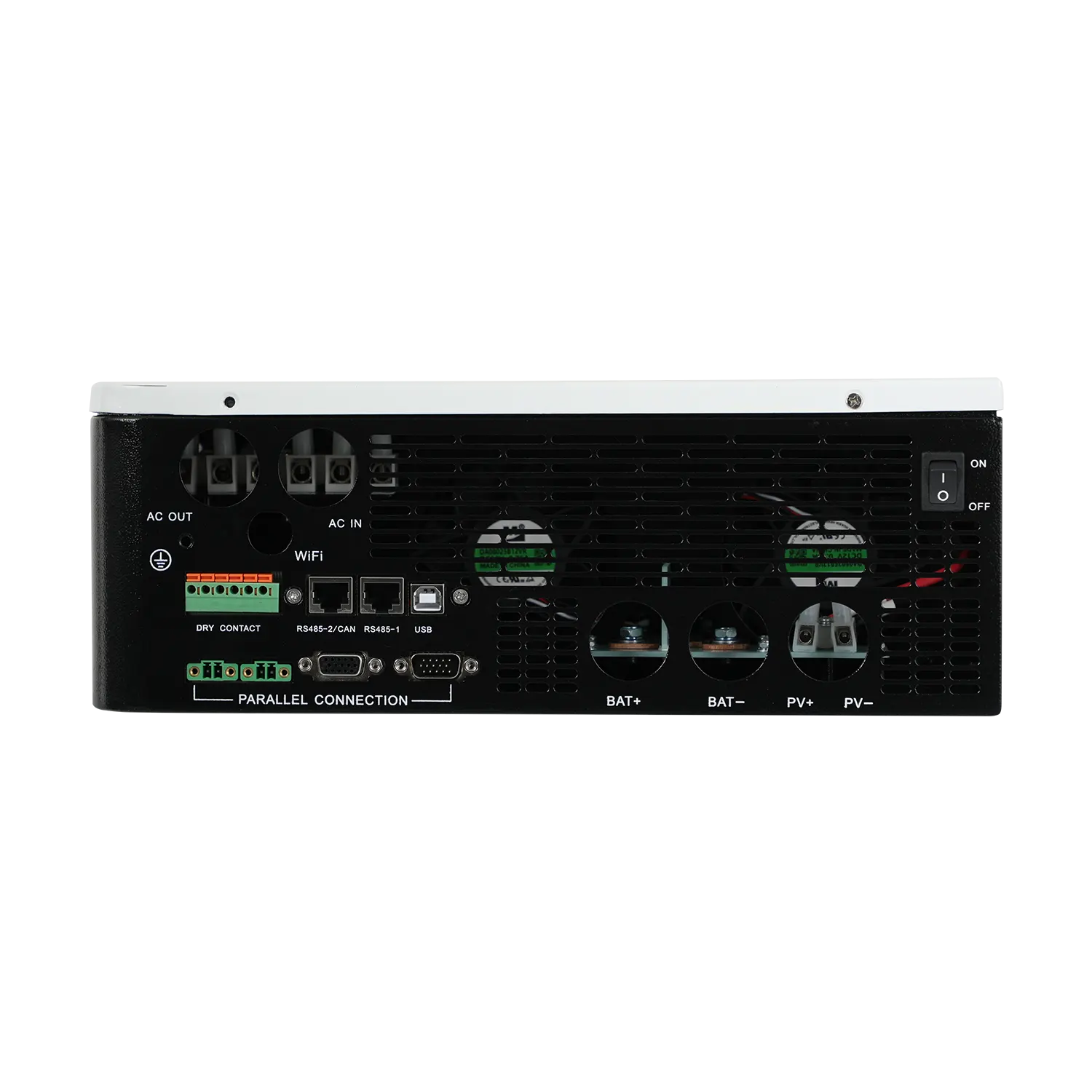 bottom view of THON series 4.2-6.2kW hybrid solar inverter