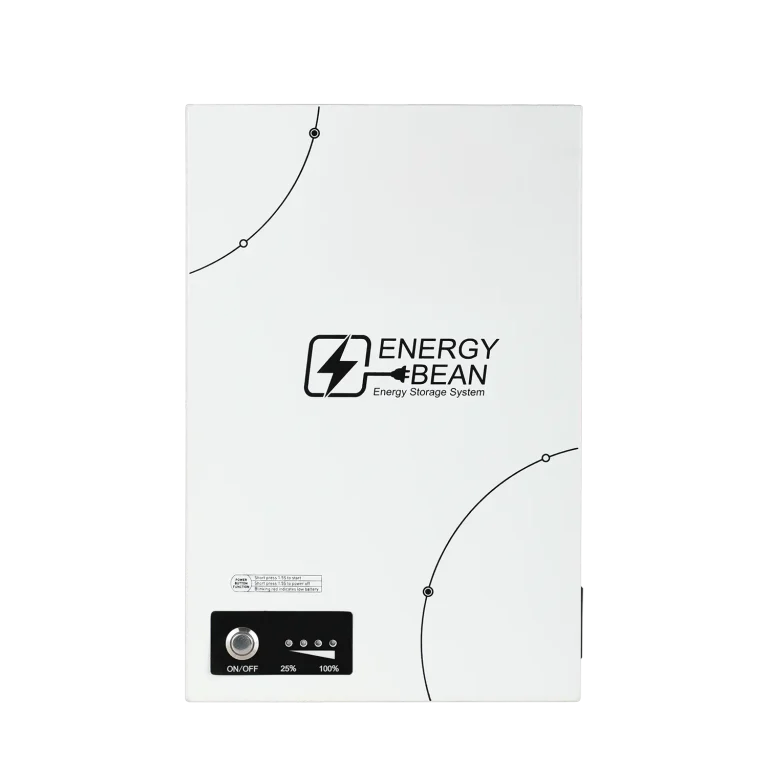 Front view of the eBean500 portable power station showing LED indicator and power switch