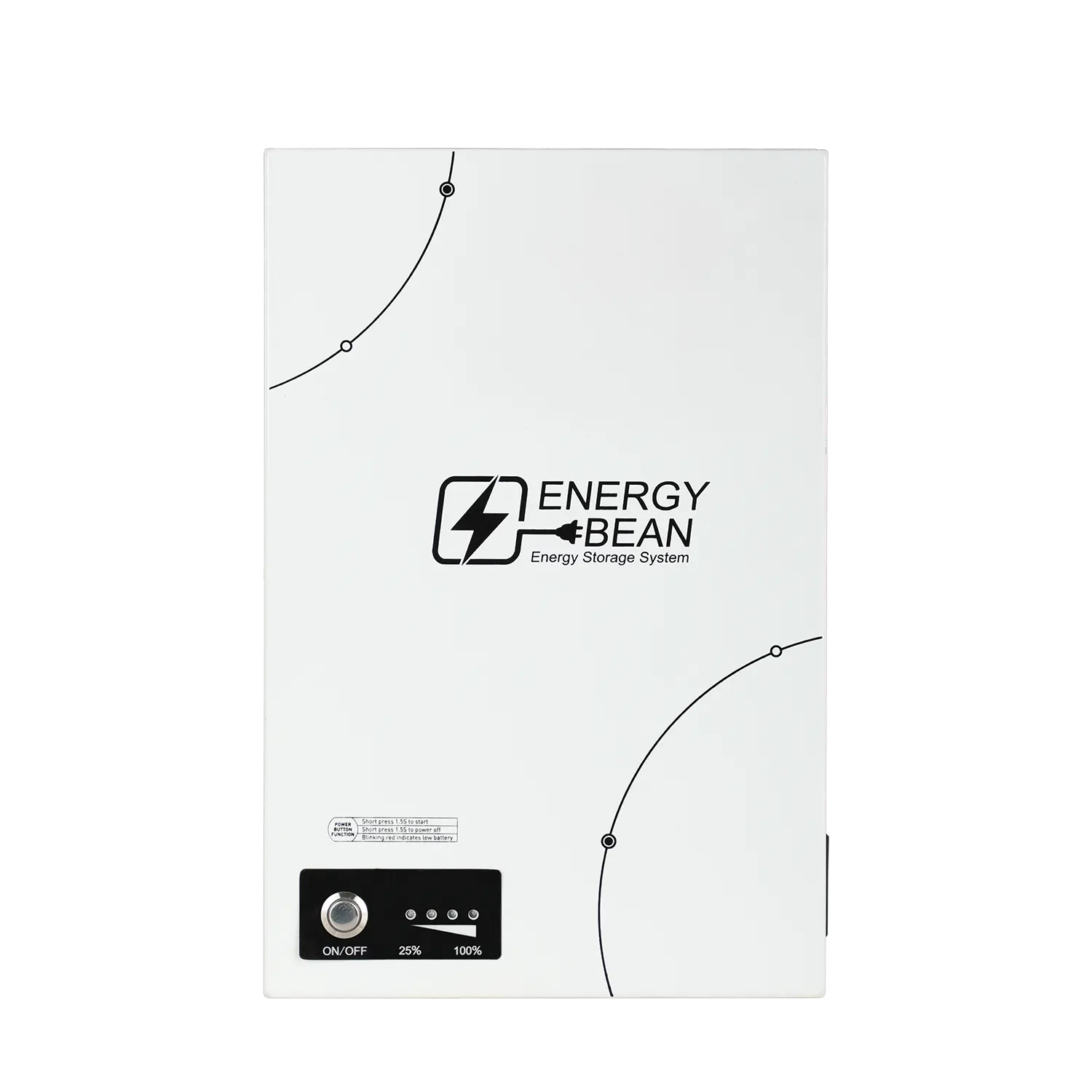 Front view of the eBean500 portable power station showing LED indicator and power switch