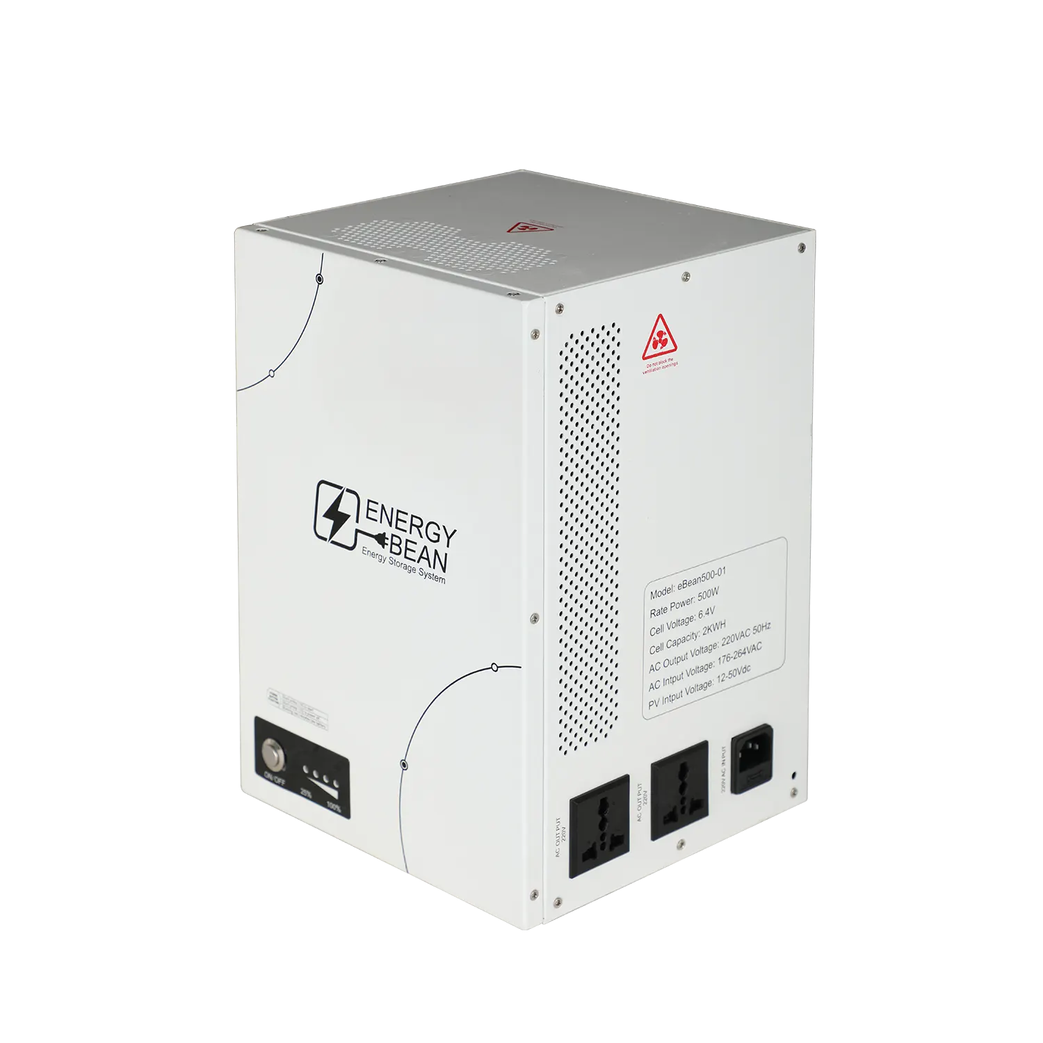 eBean500 Portable Power Station – Top and Side Design Overview