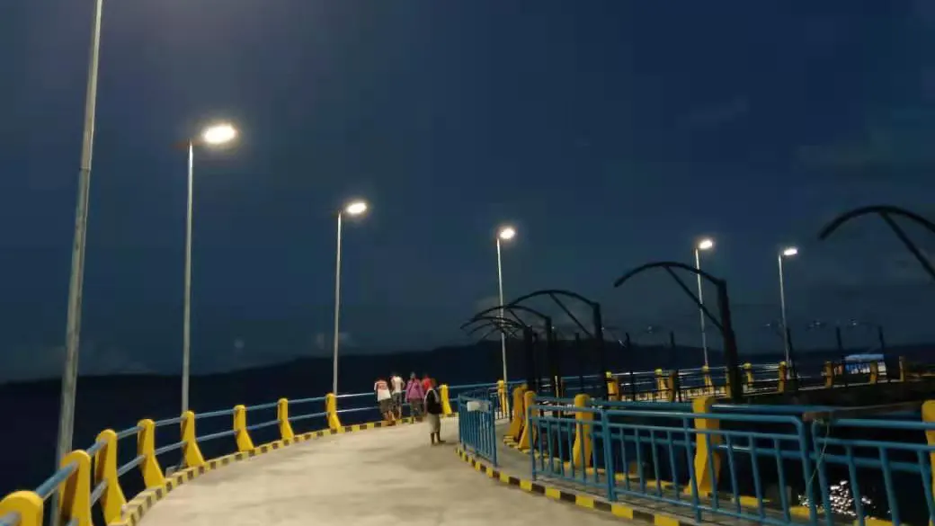 0911D200-01 200W solar street light installed at a seaport in Nigeria providing reliable outdoor lighting
