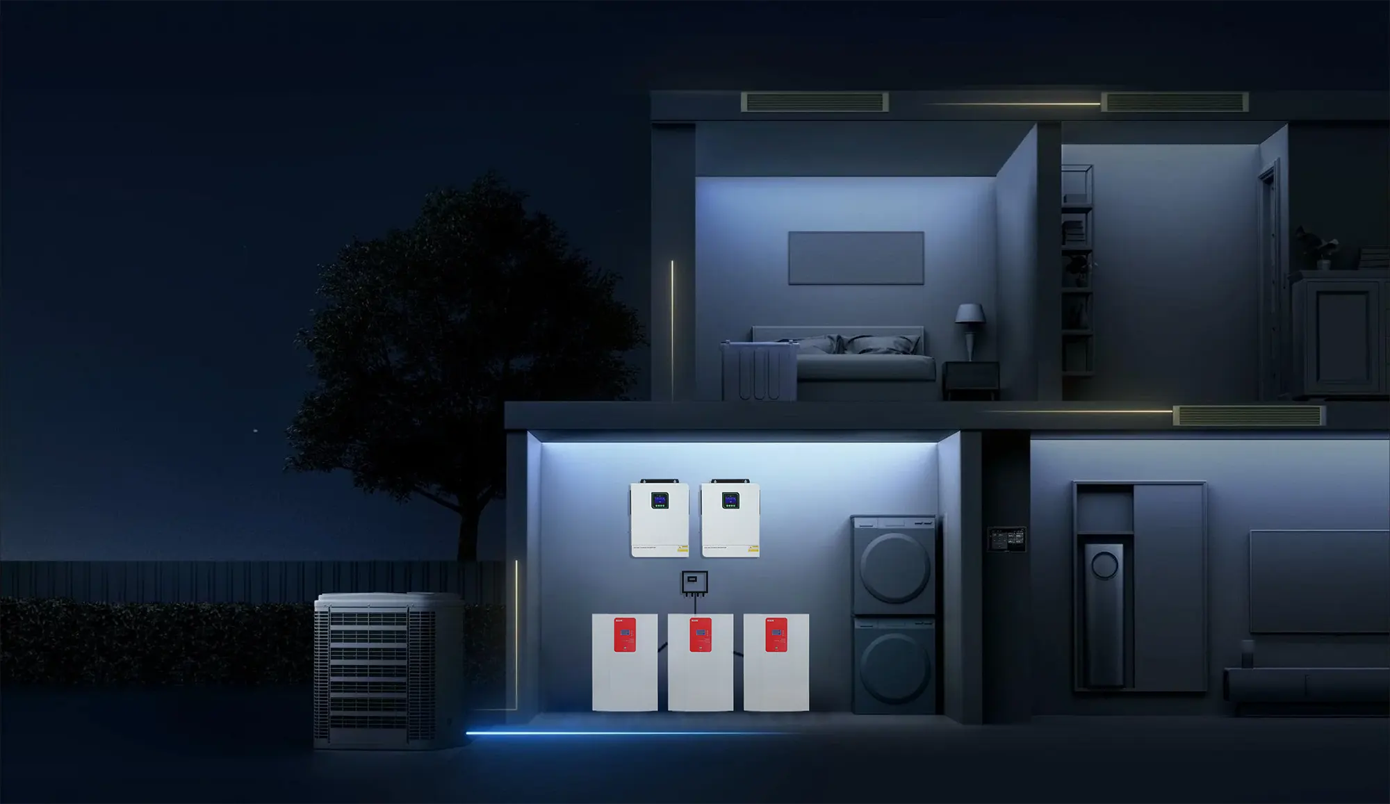 Dual THON Hybrid Inverters with Battery System for Whole-Home Backup Power