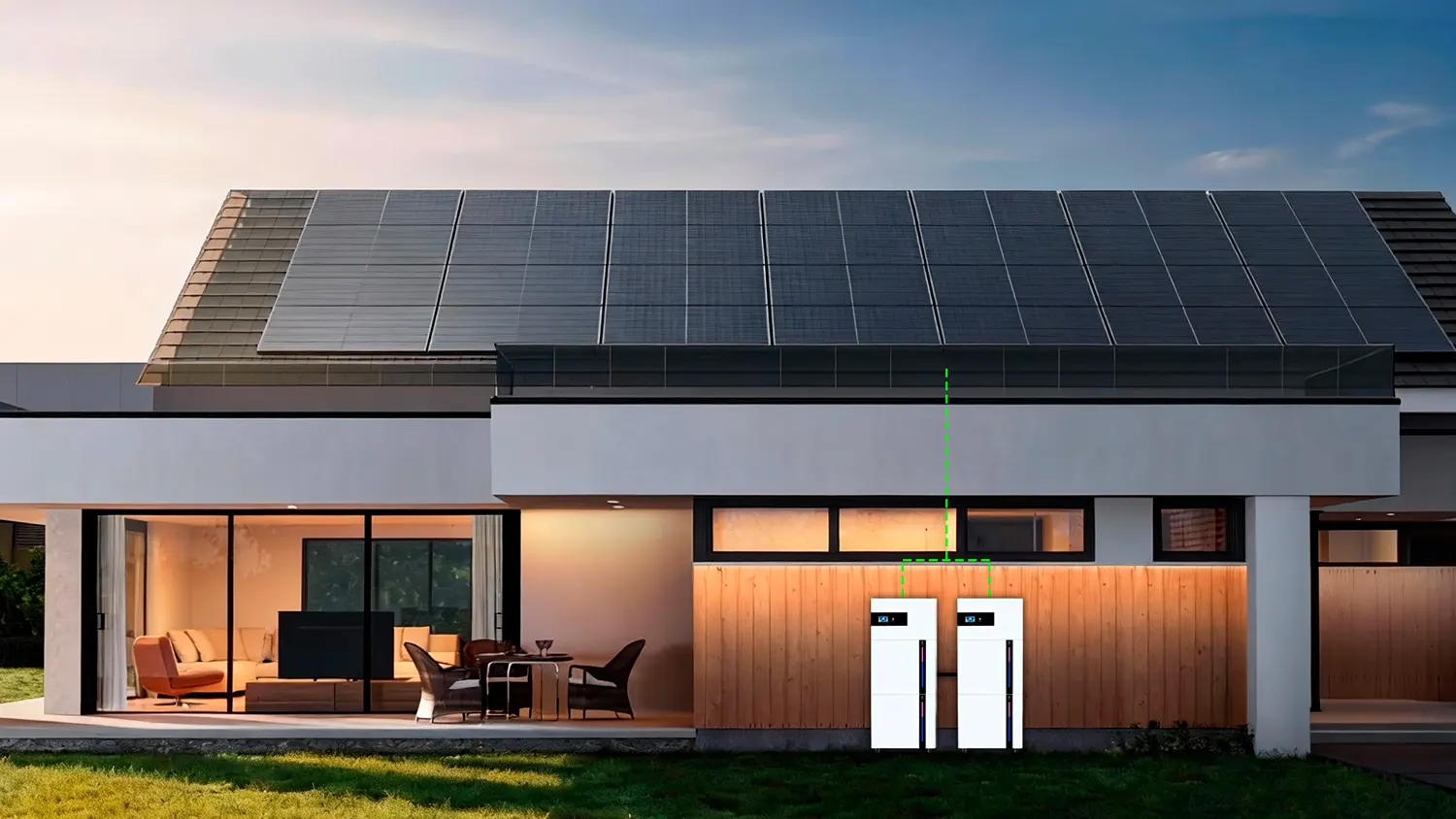 Two GODE DQ1914 ESS units with 10kW inverters and 30kWh solar batteries connected in parallel, providing independent home power and whole-house backup energy storage
