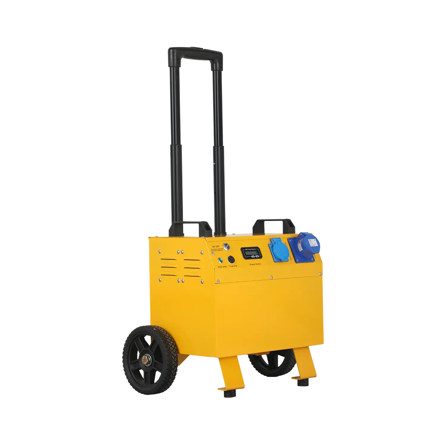 front left view of pull energy 3kw portable engineering power supply featuring pull handle for easy transportation