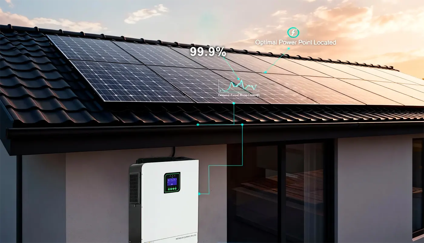 The THON Series hybrid inverter adopts an advanced MPPT algorithm that achieves up to 99.9% tracking efficiency