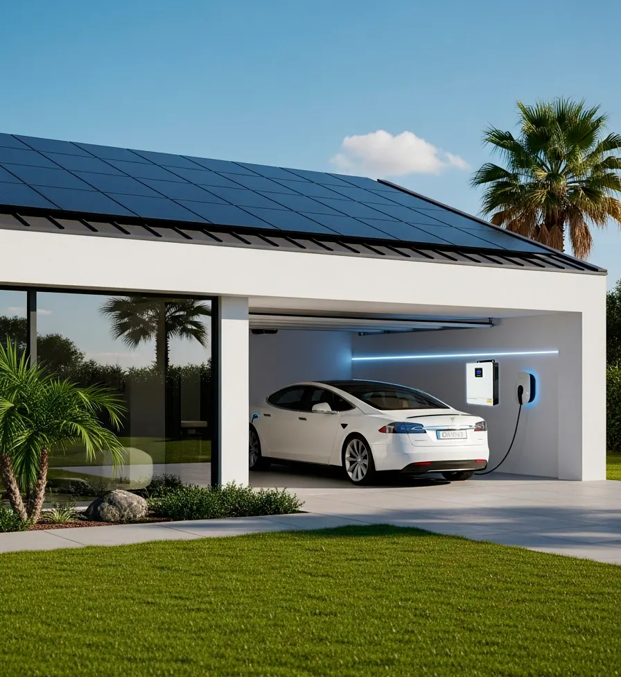 Using solar power, the Tesla car is charged directly via a Thon series inverter.