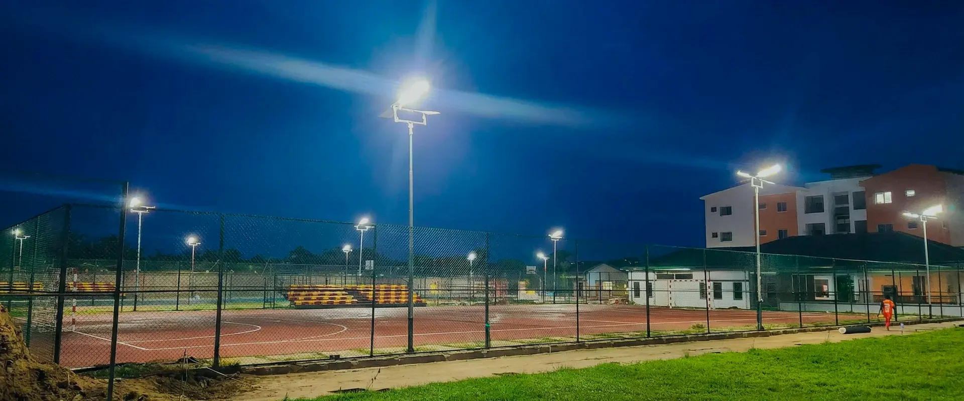 Energy Storage System Banner GODE solar streetlights illuminate the school