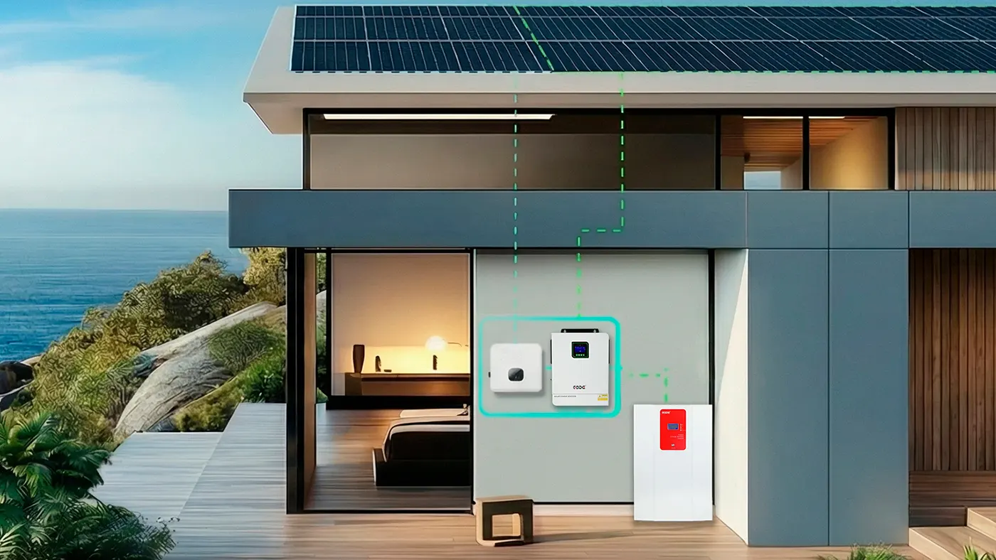 Off-grid residential AC-coupled system using a THon energy storage inverter and battery to power household loads