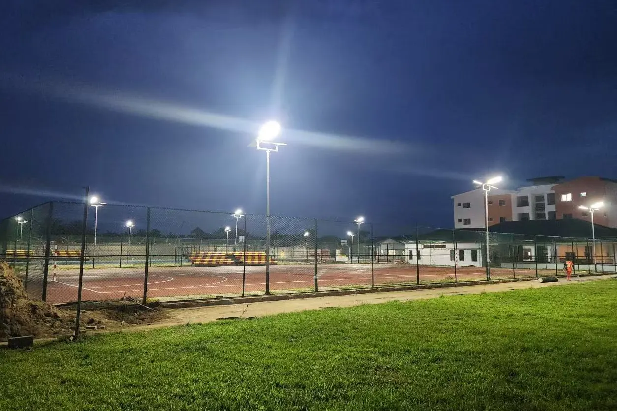GODE 150W solar streetlights installed at TIKO school in Cameroon