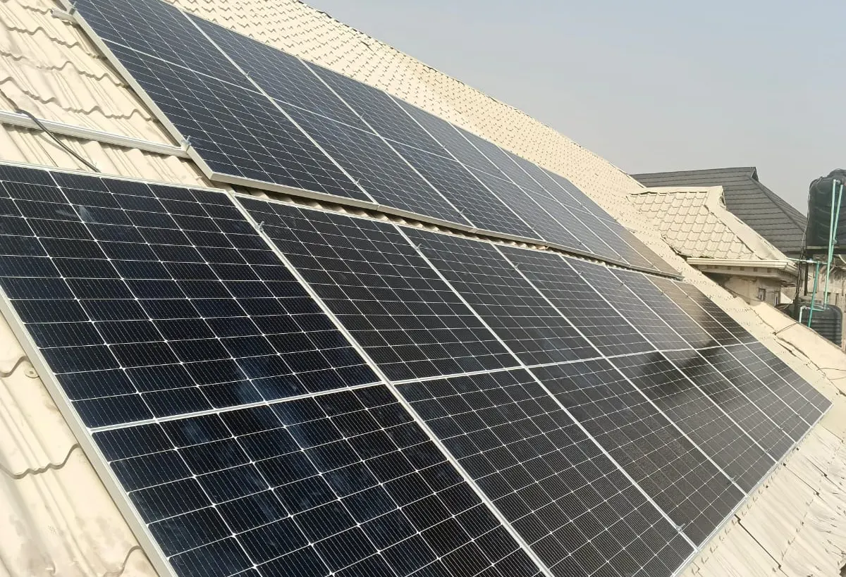 8.8kW solar panels installed on the roof of a Nigerian house