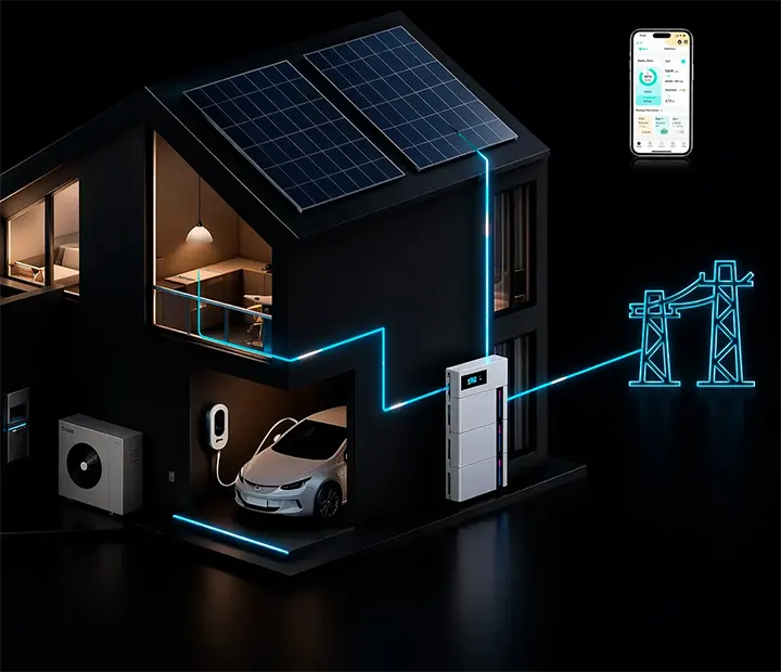 Reduza a dependência da rede eléctrica e poupe nas contas de eletricidade com o DQ1906 Whole-Home Backup Power.